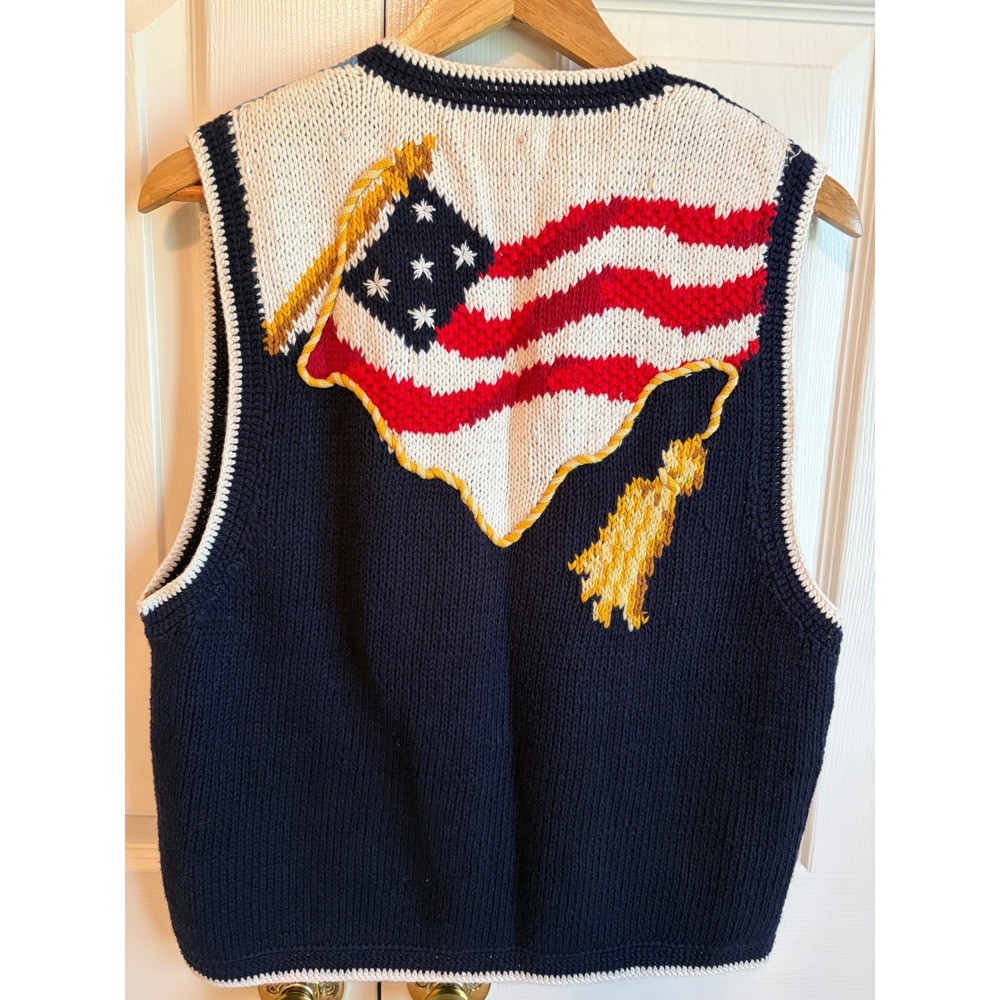 Alexandra Bartlett Eagle's Eye Vintage Patriotic Knit Sweater Vest Americana M - Picture 4 of 5